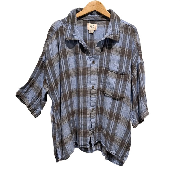 BDG Tops - BDG Urban Outfitters Women's M Blue Plaid Button Down Oversized Boxy Grunge